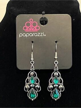 Paparazzi Emerald Teardrop Filigree Dangle Earrings - Green